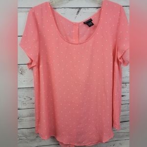 Coral Torrid Blouse with White Polk A Dots